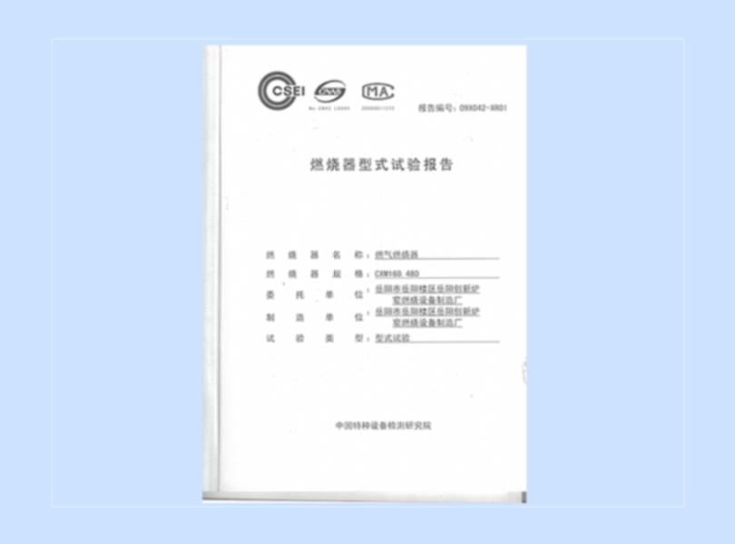 燃烧器型试式验报告